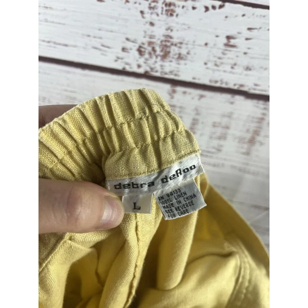 100% Linen Bermuda Women's Size L Yellow by debra Deroo